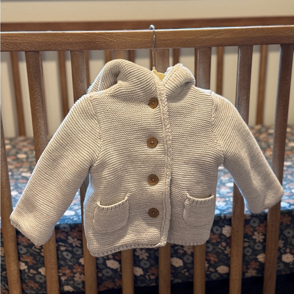 Carter's Cream Knit Baby Sweater with Wooden Button
